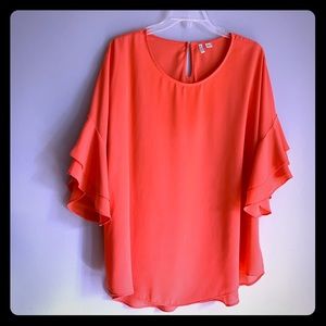 C Est 1946 Flowing bell sleeve orange blouse. XL